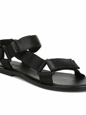 Vince Black Strappy Adjustable Flat Sandal